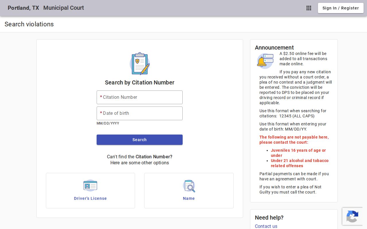 Portland criminal record search at the municipal court interface