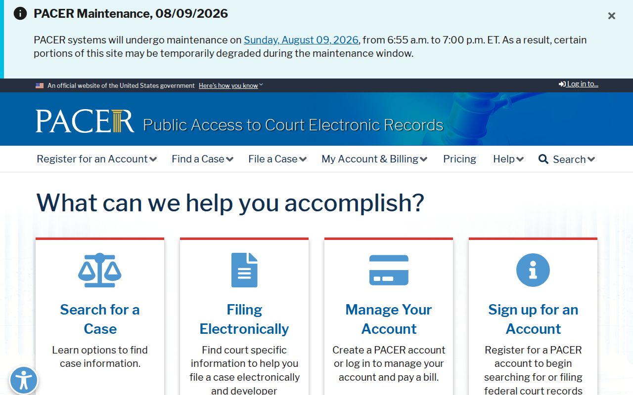 PACER federal court records portal serving San Patricio County federal case searches